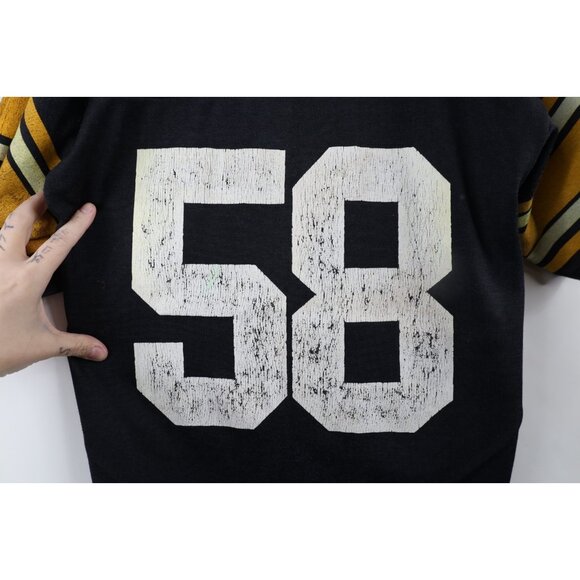 Vtg 70s Boys M Distressed Jack Lambert Pittsburgh Steelers Football Jersey USA - Picture 4 of 14